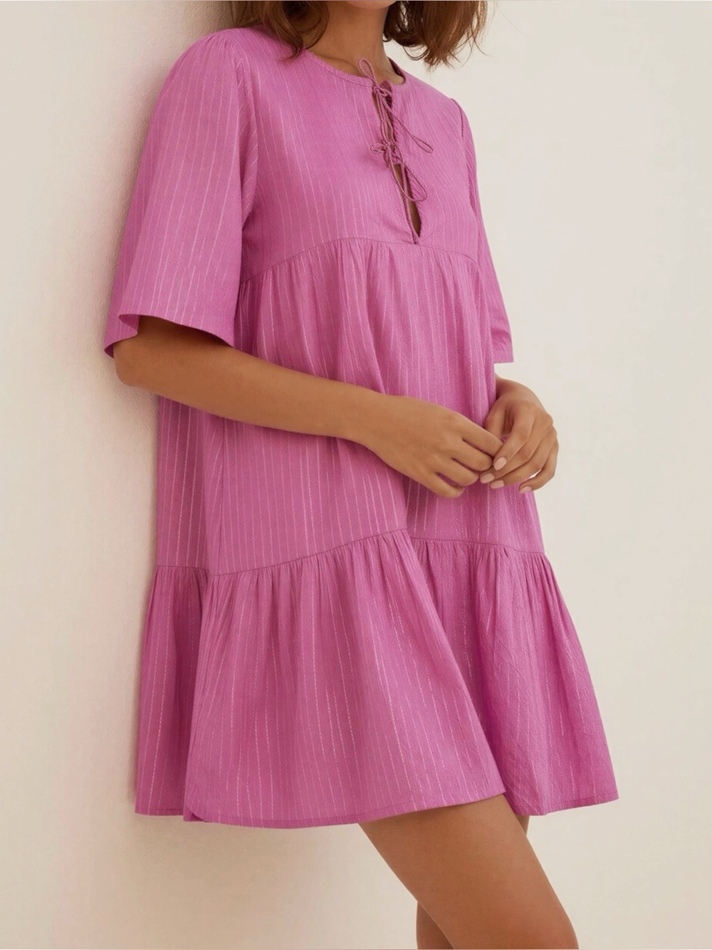 EMERSON FRY Isla Dress, Pink Lurex, M/L